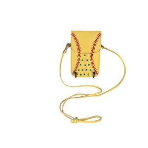 Yellow and Red Teardrop Crossbody Bag with Perforated Design